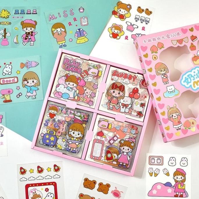 

STICKER MOMO 100 LEMBAR / BOX STICKER 2D Sticker Motif Kartun Korea HRG DISKON
