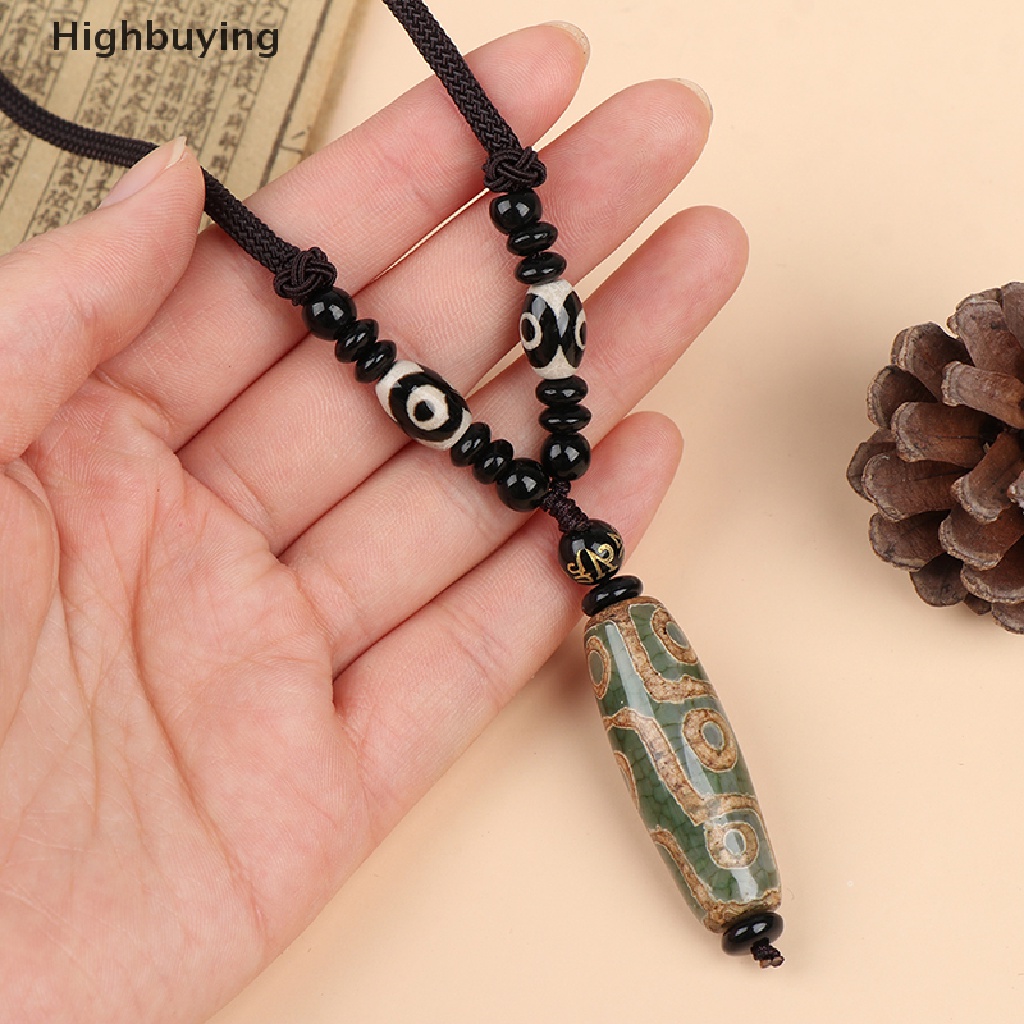 Hbid Sembilan Mata Tibet Dzi Liontin Choker Nacklace Natural Tibet Bead Hadiah Keberuntungan Glory