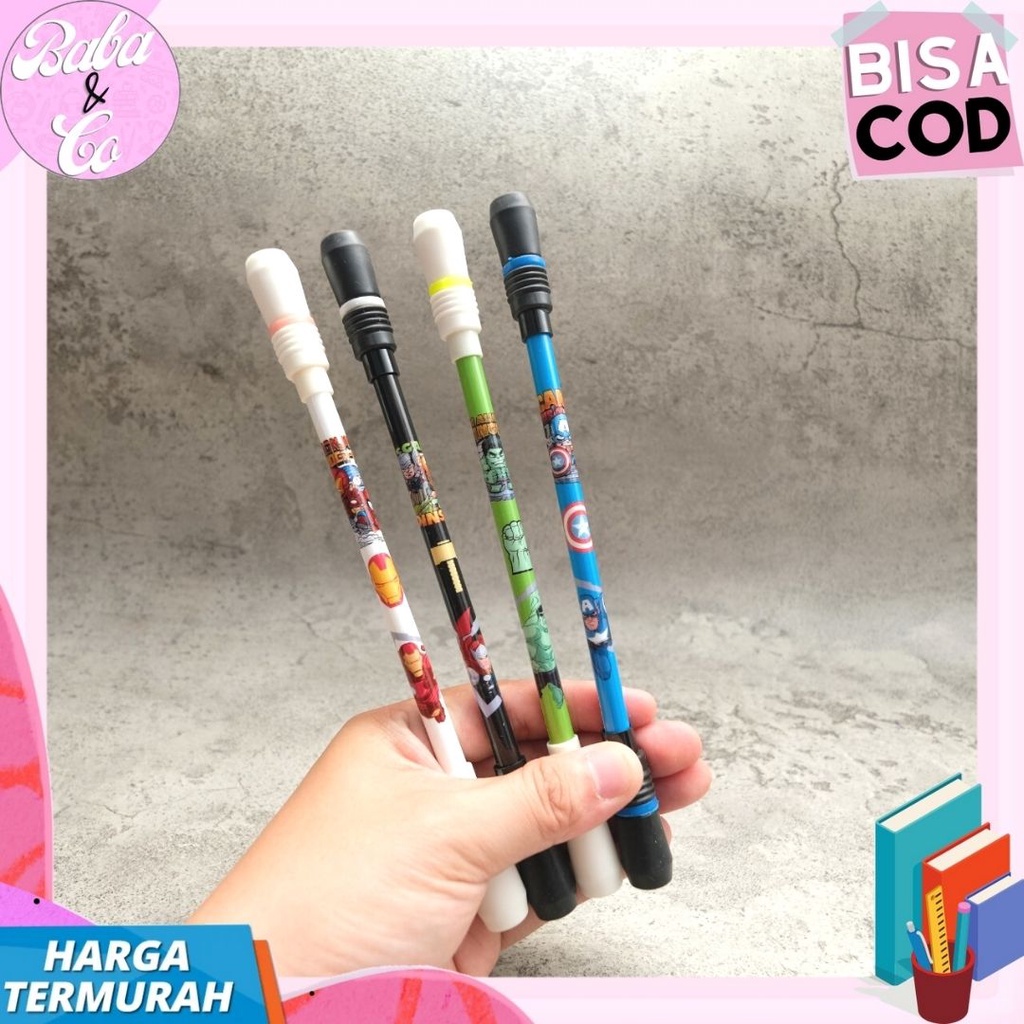 

PULPEN MAGNET PUTAR AVENGERS SPINING PEN AVENGERS IRON MAN HULK CAPTAIN AMERICA BULPEN GEL LUCU UNIK MURAH ALAT TULIS SEKOLAH KANTOR ATK MURAH BISA COD