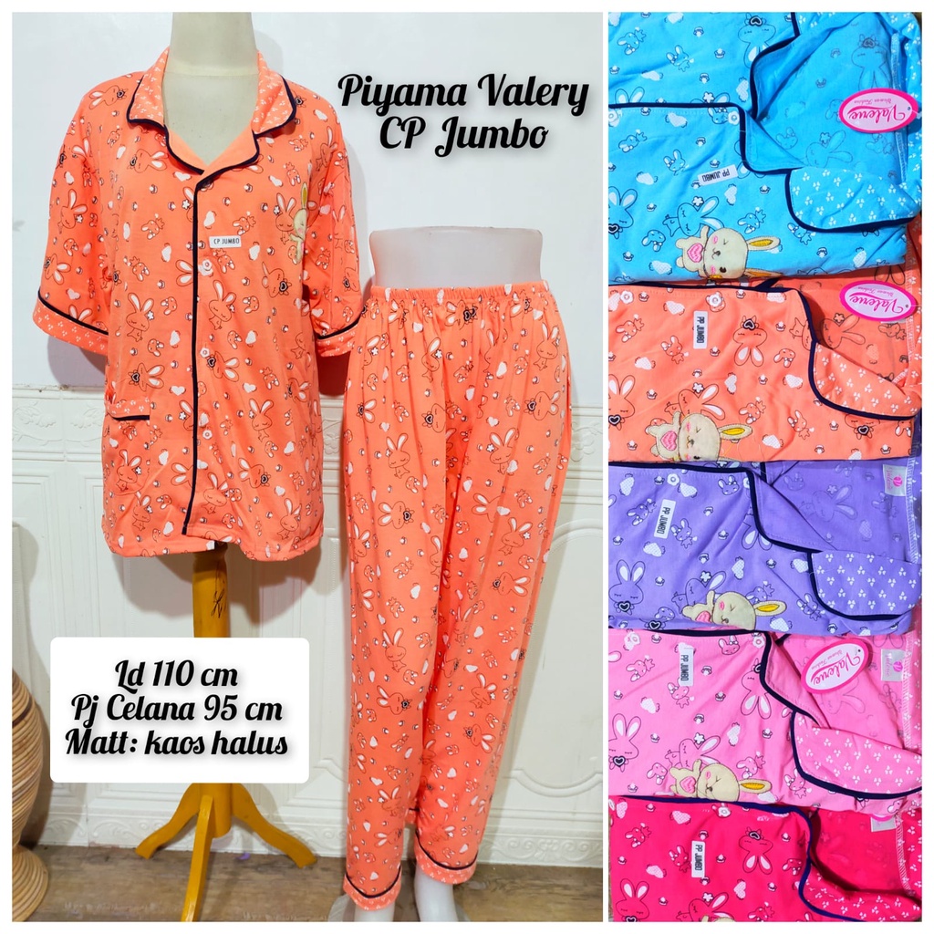 piyama cp jumbo stary valery bahan kaos halus kancing hidup