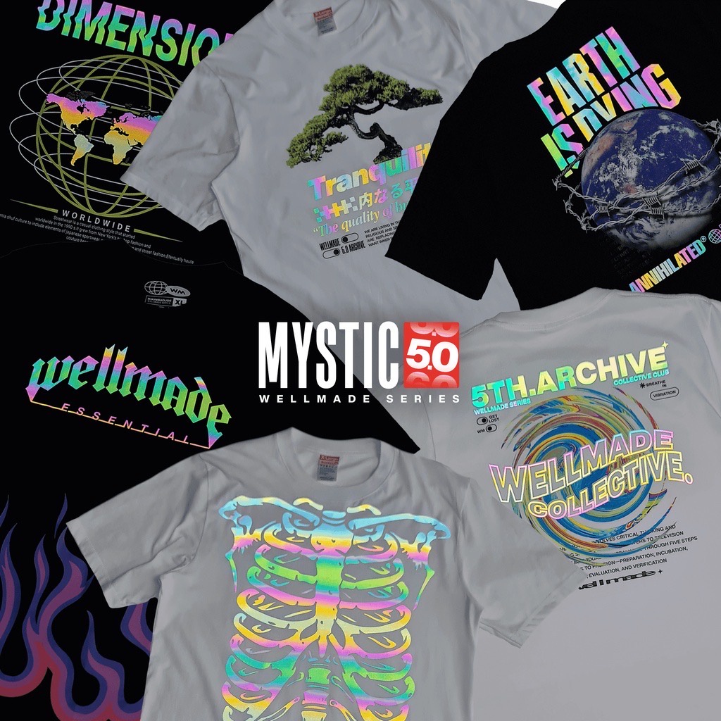 Baju Kaos Sablon Menyala Nyala Dalam Gelap Reflective Custome Tangan Pendek Pria Wanita Hitam Putih 