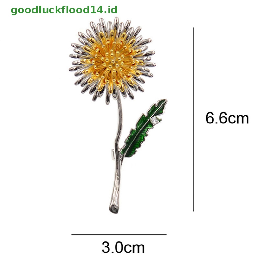 [GOOGFOUR] Hijau Daun Kuning Dandelion Bunga Enamel Bros Tanaman Brooch Pin Hadiah Pesta [TOP]