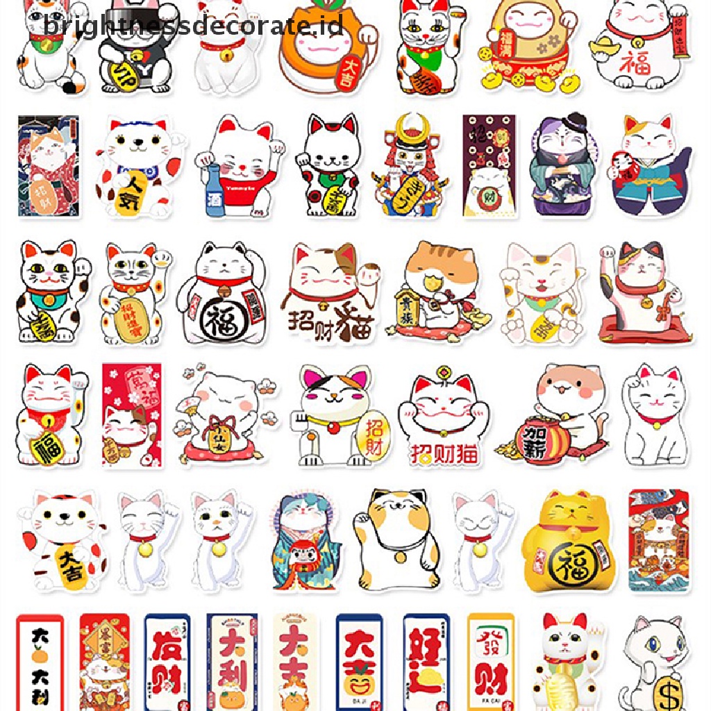 [Birth] 50pcs Lucky Cats Animal Graffiti Sticker Mainan Koper Laptop Sepeda Mobil Decals [ID]