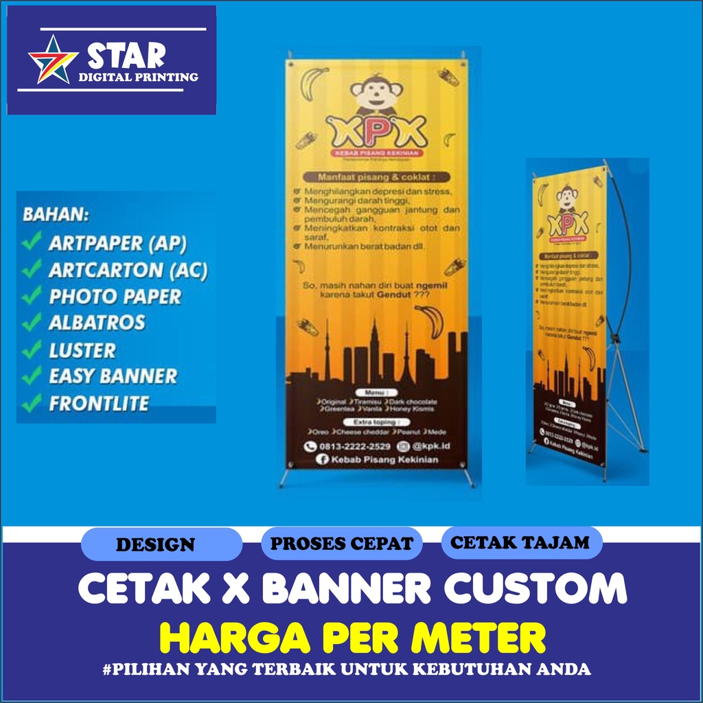 Cetak X Banner Custom Standing Banner - Free Desain