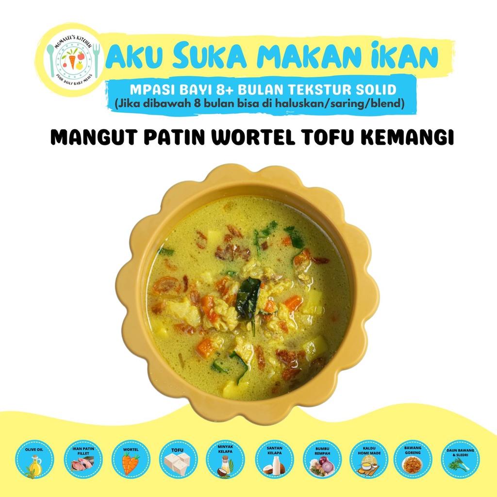 

MANGUT PATIN WORTEL TOFU KEMANGI (SANTAN) (CATERING MAKANAN BAYI MPASI FROZEN BEKU/PENAMBAH BERAT BADAN ANAK)