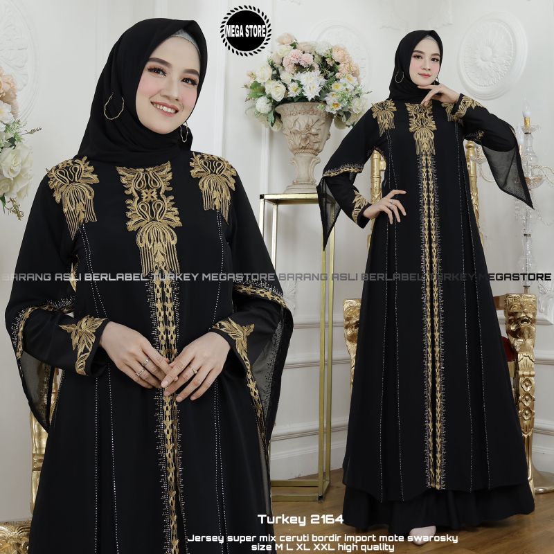 Baju Gamis Wanita Abaya Turkey Turki Hitam Dress Dres Jubah Hitam Ori Megastore