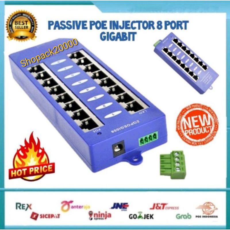 Passive POE Injector Gigabit 8 Port / Poe Gigabit 8 Port