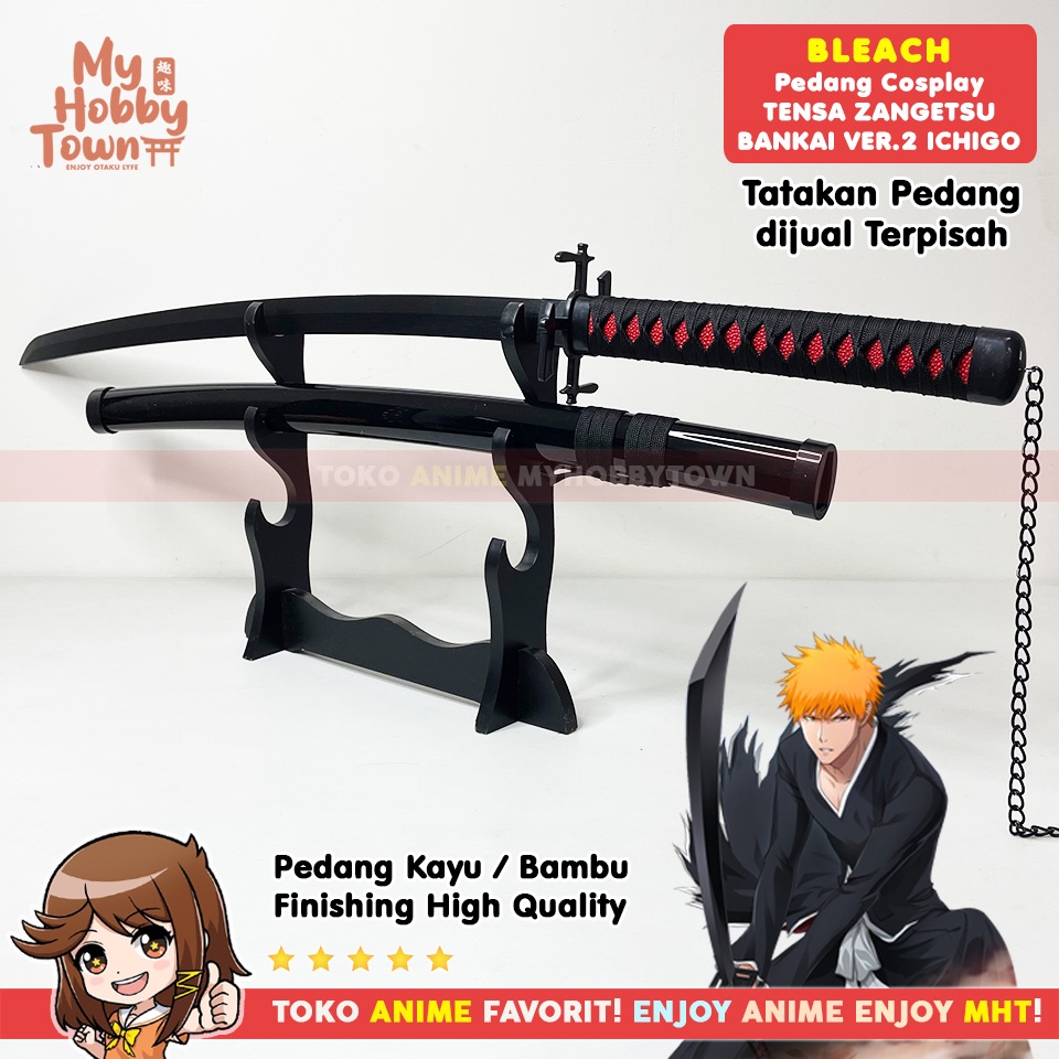 Replika Pedang Kayu Bleach Kurosaki Ichigo Tensa Zangetsu Bankai Ver 2