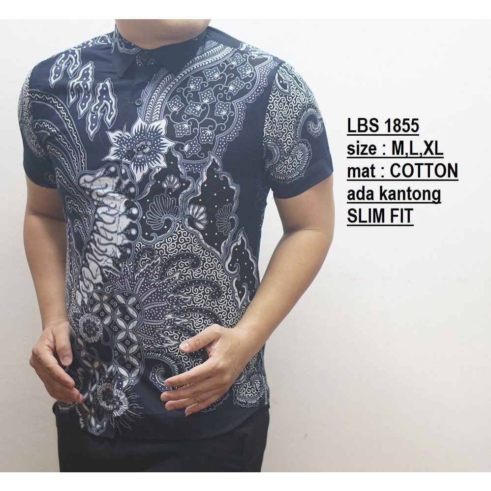 Baju Batik Pria Slimfit Kemeja Lengan Pendek Slim Fit LBS 1855