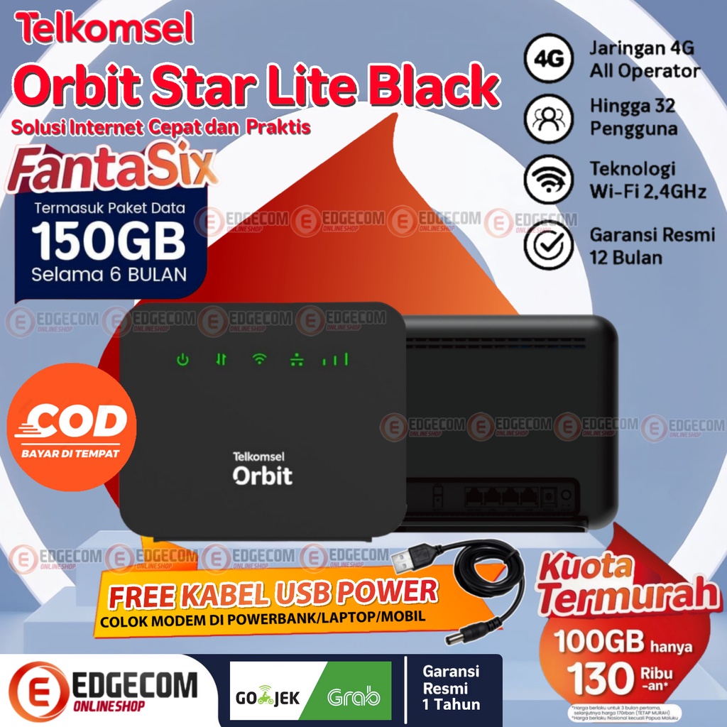 Telkomsel Orbit Star Lite Modem WiFi 4G HighSpeed Free Kabel Usb power