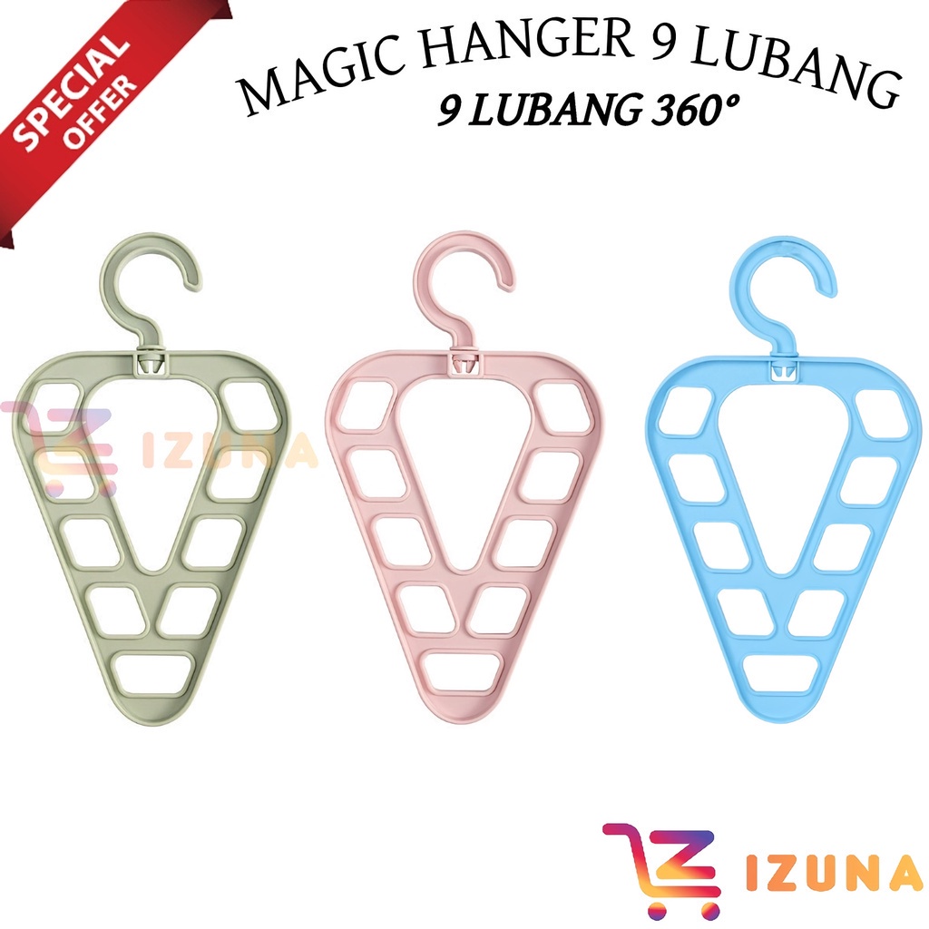 [IZUNA] MAGIC HANGER SEGITIGA 9 LUBANG / GANTUNGAN HANGER LEMARI SERBAGUNA / HANGER PAKAIAN / GANTUNGAN PAKAIAN