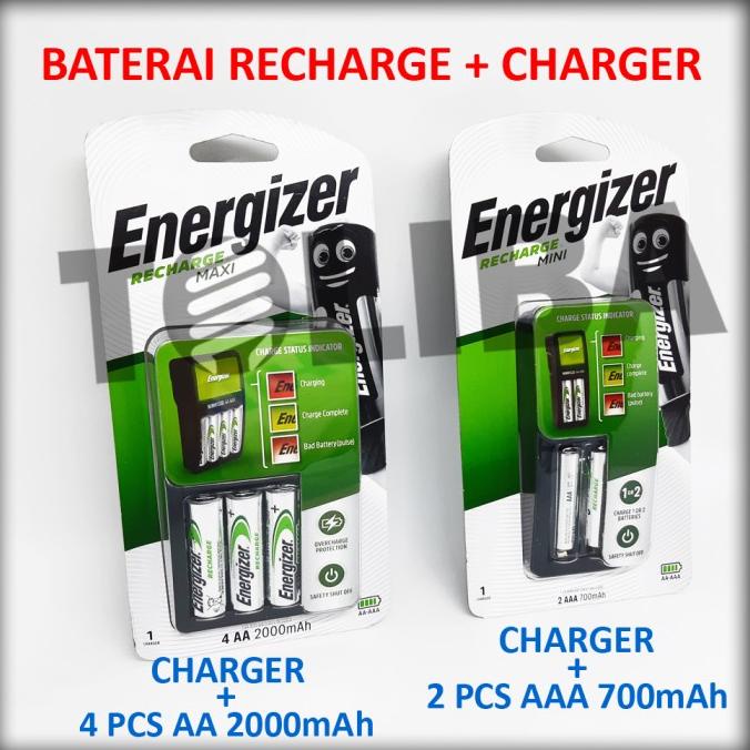 ALAT BATERAI CHARGER ENERGIZER/BATTERY RECHARGE AA 2000MAH AAA 700MAH