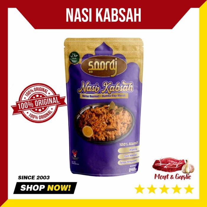 

Terlaris ✨ - Sooraj Nasi Kabsah Instan 240gr Beras Basmati dengan Bumbu Siap Masak 2.1.23