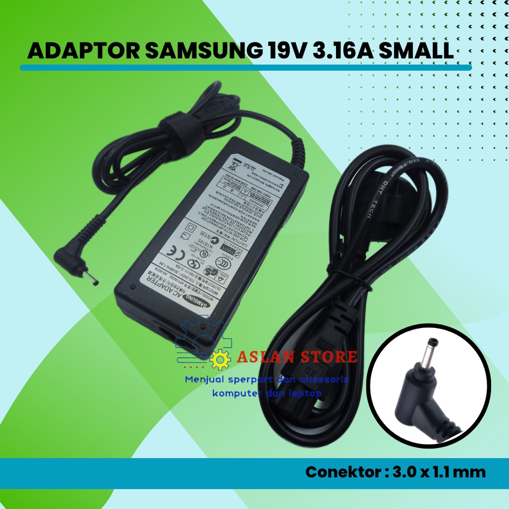 Adaptor Adapter Charger Carger Casan Laptop Samsung 19V 3.16A 3.0x1.1 mm Colokan Kecil Samsung Series 9 AD-4019SL Ultrabook For Samsung ATIV Book 5 NP540U4E Ultrabook, For Samsung ATIV Book 7 730U3E NP730U3E 13.3, For Samsung ATIV Book 7 NP740U3E