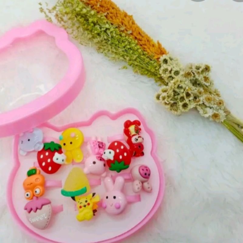 Cincin Anak Anak Isi 12 Pcs free Box Cincin Anak Motif Lucu