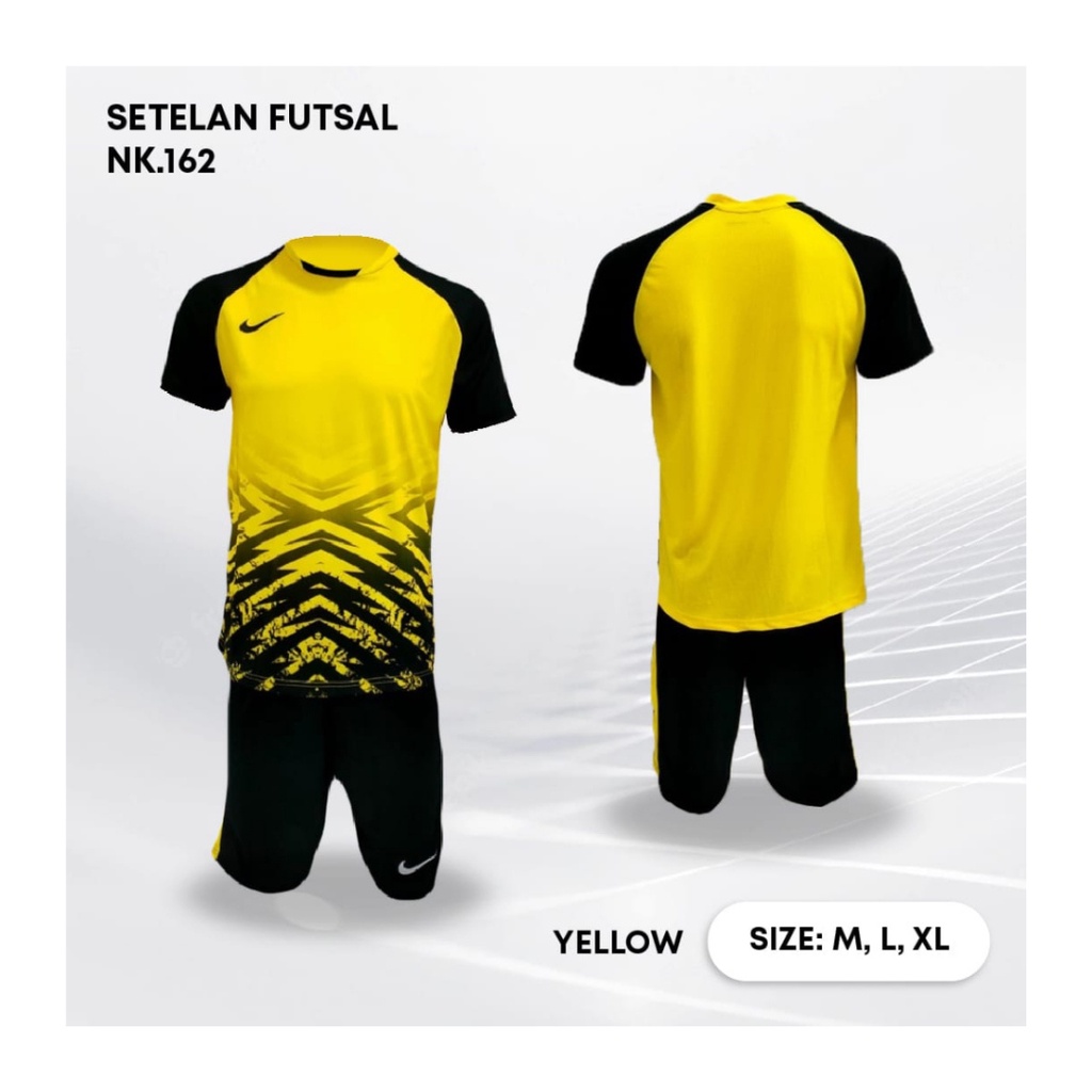 Kaos futsal pria NK162 setelan baju celana sepakbola jersey wanita dewasa t-shirt outfit seragam jarsey kostum olahraga pakaian apparel sport jersy jogging gym tenis hiking casual jersi print custom suit kuning