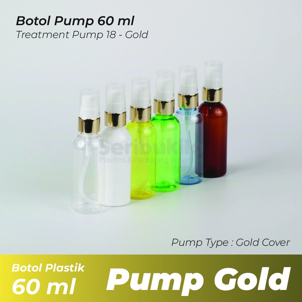 BOTOL PUMP 60 ML / BOTOL PLASTIK 60 ML TREATMENT PUMP GOLD / BOTOL 60 ML TREATMENT PUMP RING GOLD HALF COVER