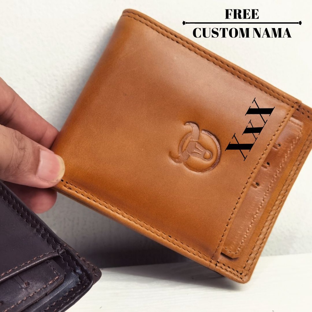 Dompet Kulit asli Pria Trend terbaru  custom Free Grafir nama