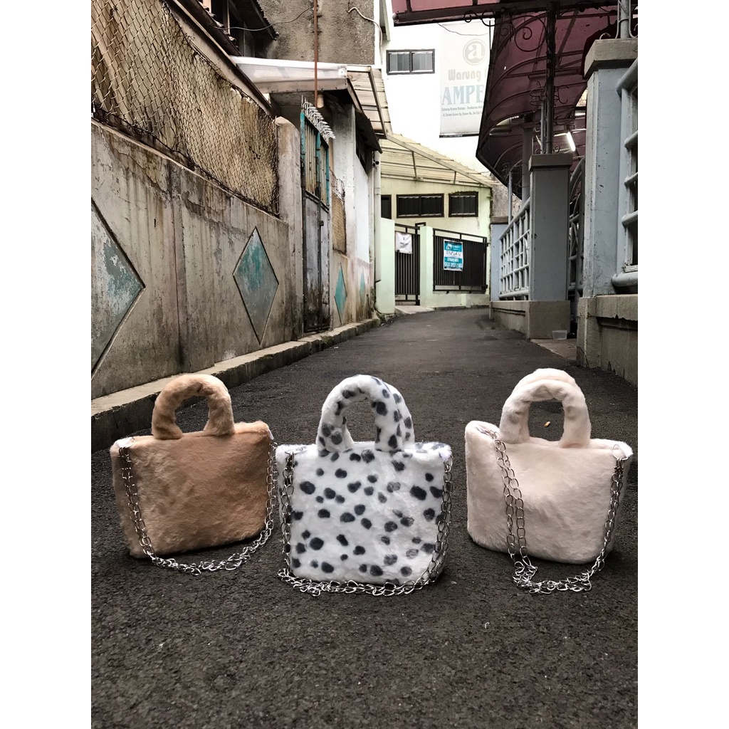 Tas Selempang Mini Wanita Fur Fluffy Tas Handbag Terry Korean Style  Premium