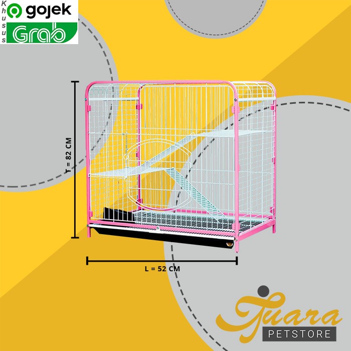 Gosend Kandang Kucing Anjing Kelinci Sugar GliderTingkat Roda knowdown