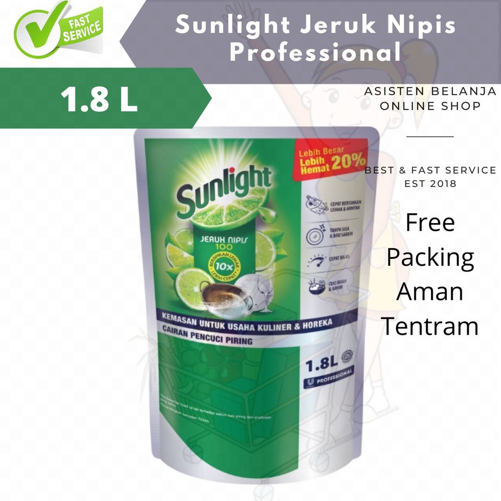 Sunlight Jeruk Nipis Professional Pencuci Piring 1800 ml 1,8L 1.8 Liter