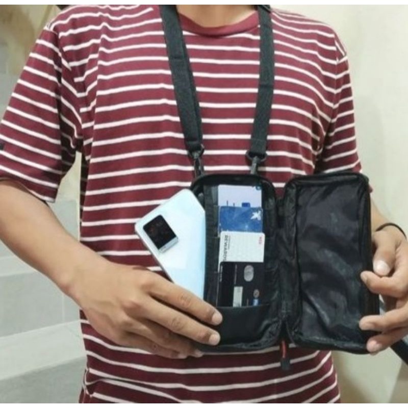Tas Dompet HP ID Card Holder Hanging Phone Wallet Kalung Gantung Leher Multifungsi Pria Wanita CHERFAN