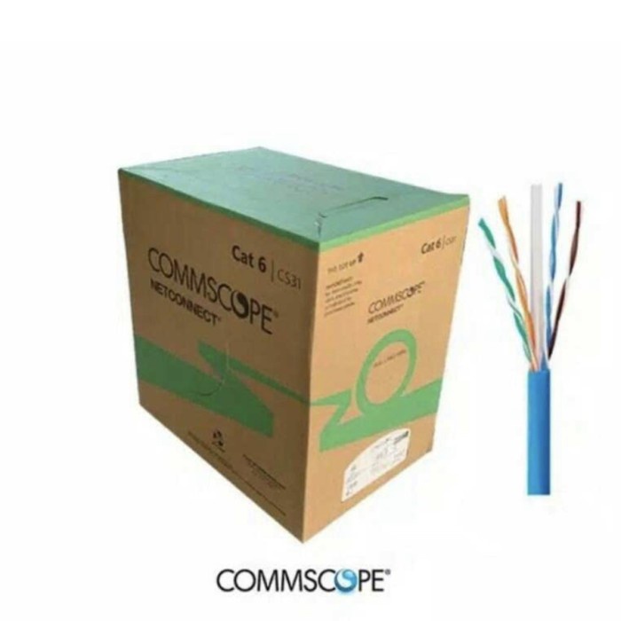 Kabel Lan Cat6 AMP Commscope ORIGINAL Meteran Cat 6 Biru Blue