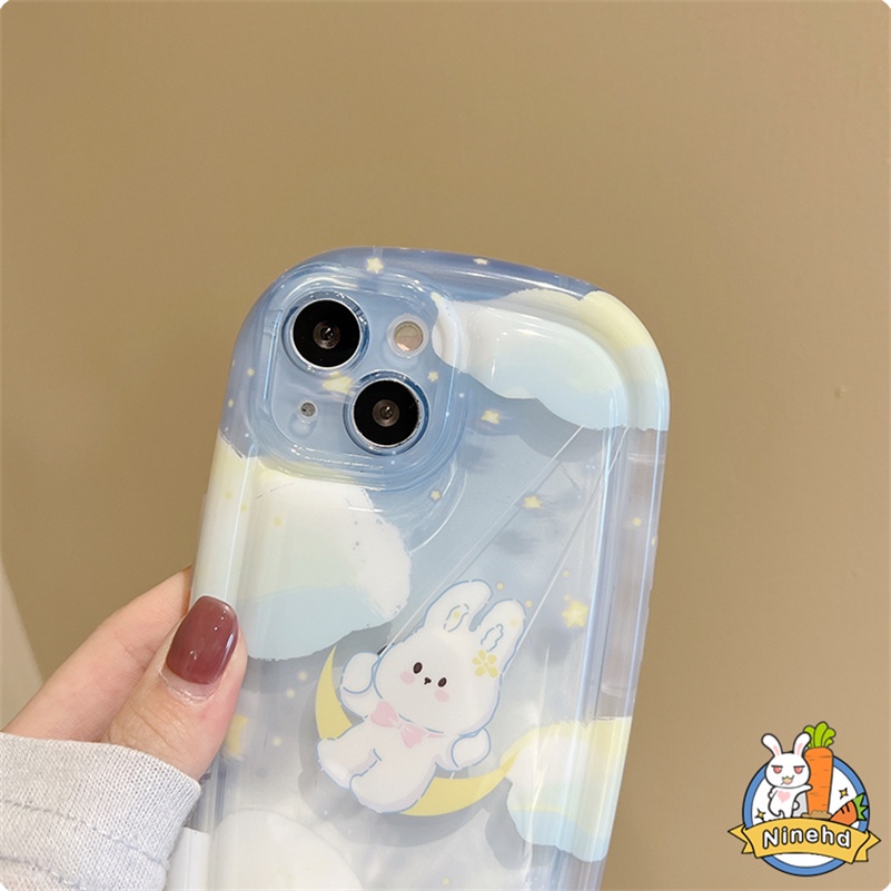 Soft Case Silikon Desain Kelinci Bulan Awan Sabun Tahan Gores Untuk iPhone 14 13 12 11 Pro Max X Xr Xs Max 8 7 6 6s Plus SE 2020