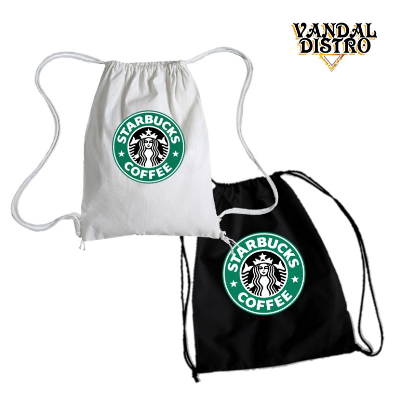 TAS SERUT GENDONG STARBUCK /TAS SERUT PRIA WANITA KANVAS /STRINGBAG WANITA /STRING BAG TERMURAH