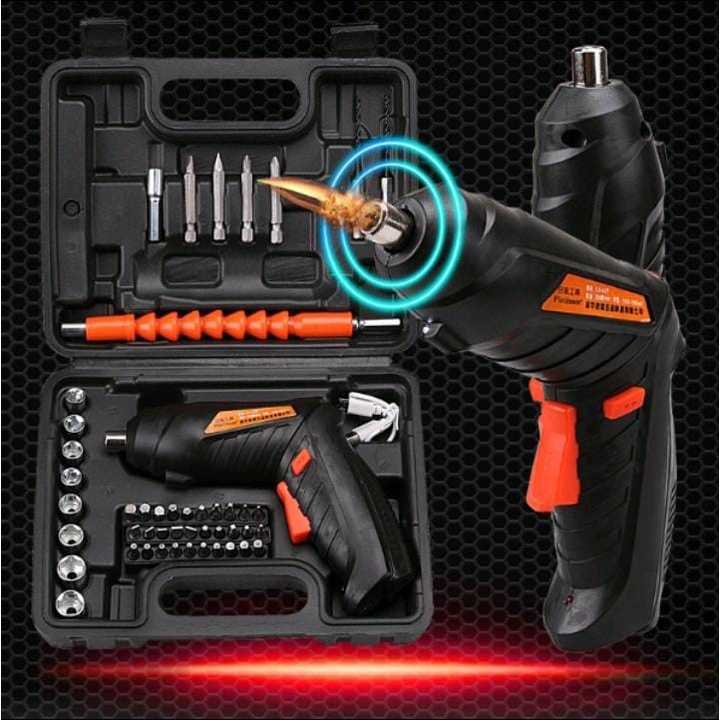 Mesin Bor Cordless Mini 47 Pcs Set 4.2 V / Screwdriver Battery Obeng