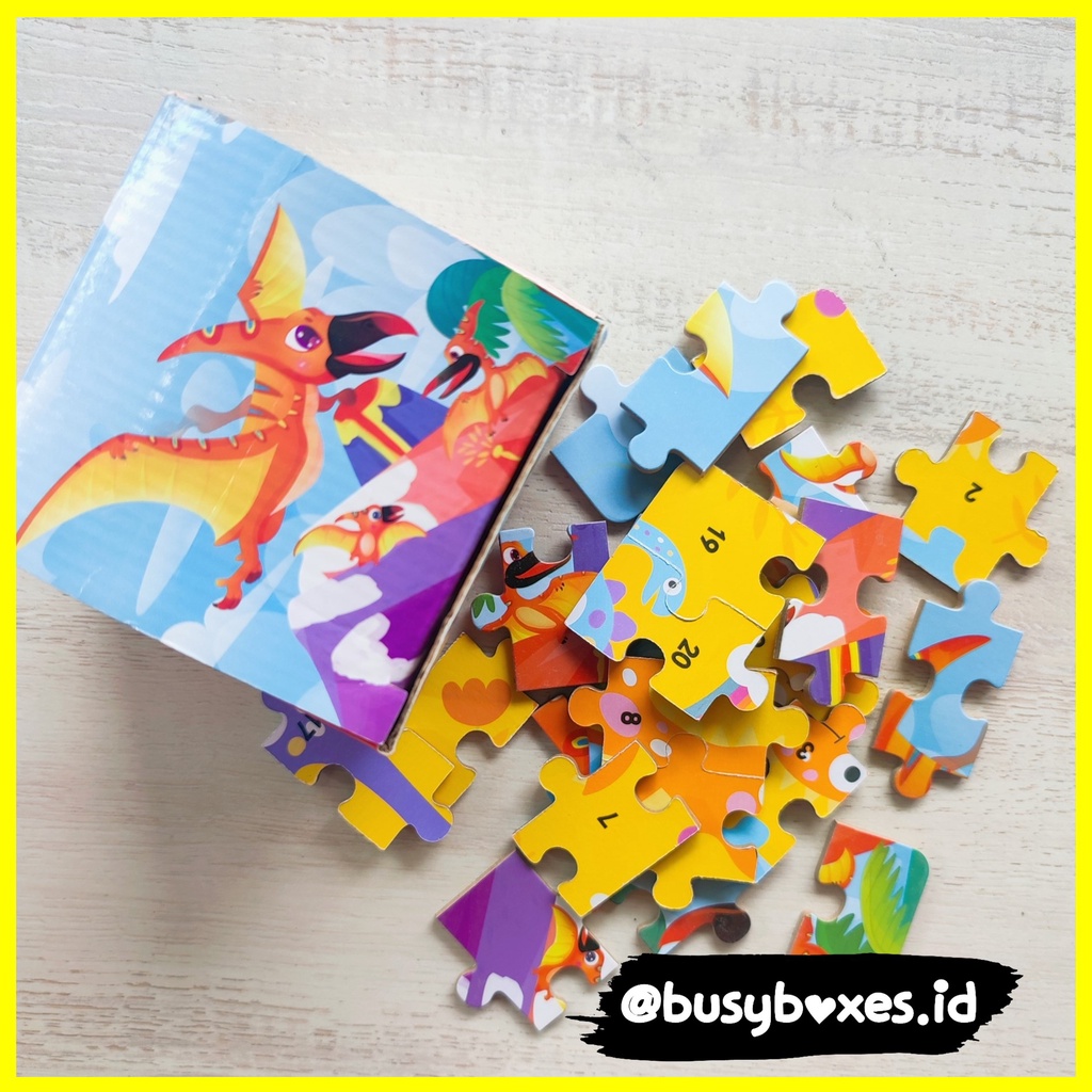 Busyboxes.id Mainan anak edukasi anak 1 2 3 tahun laki laki perempuan mainan edukasi Montessori puzzle jigsaw 3d kecil dinosaurus  pterosaurus terbang 24 keping