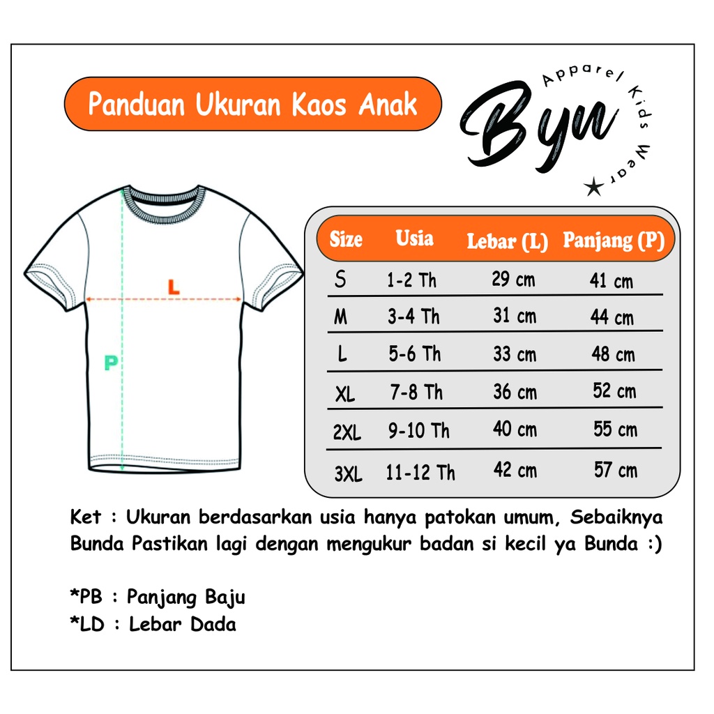 Bayyan Kaos Distro Anak Laki Laki Usia 1-12 Tahun Cotton Soft Sablon Plastisol