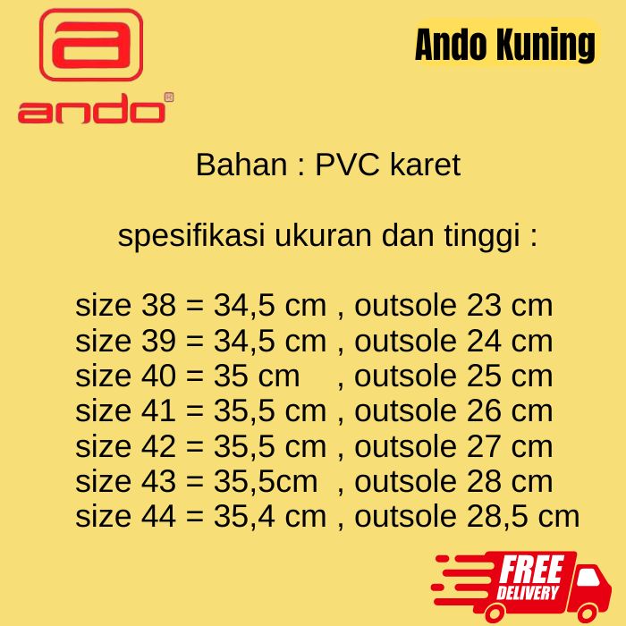 Tahan Lama Sepatu Apd Boots Sepatu Proyek Karet Pria / Wanita Ando Kuning