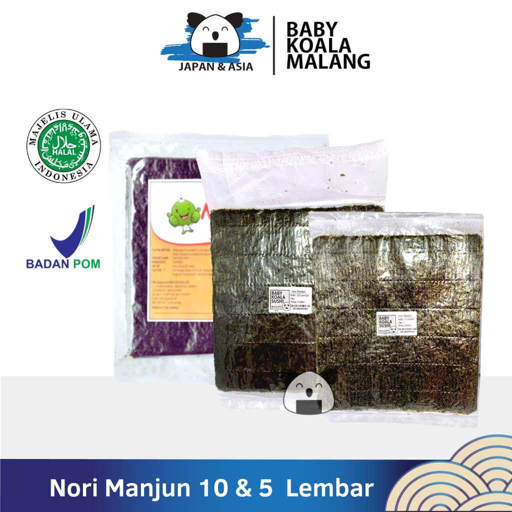 

MANJUN Nori Sushi 5 & 10 Lembar Halal │ Yakinori Import Kimbab/ Gimbab │ Lembar Rumput Laut..