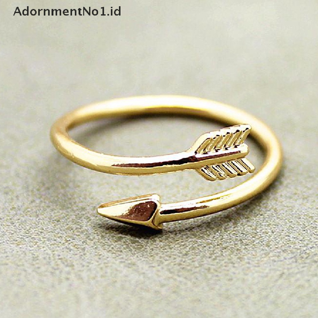 [AdornmentNo1] Wanita Gadis Fashion Cincin Emas Perak Adjustable Panah Terbuka Buku Jari Cincin Perhiasan [ID]