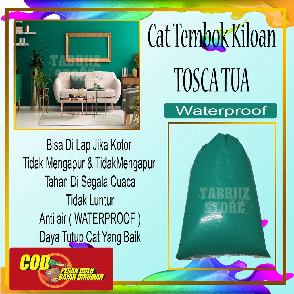Cat rumah tembok paling bagus 5 kg promo / Cat minyak warna Tosca / Cat kiloan 1 kg gratis ongkir / 