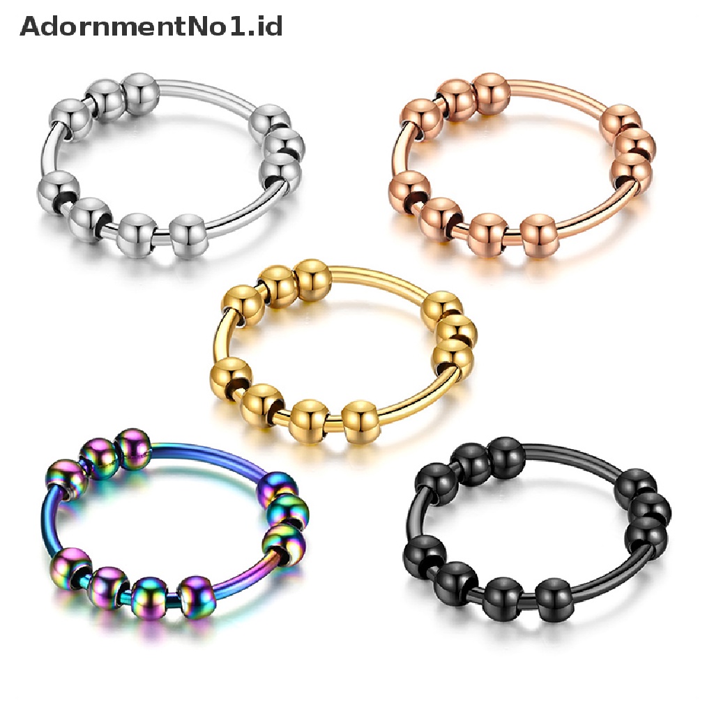 [AdornmentNo1] New Stainless Steel Beads Anxiety Rings Stress Relief Fidget Rings Untuk Wanita Pria INS Gaya Sederhana Fashion Perhiasan Hadiah Tren [ID]