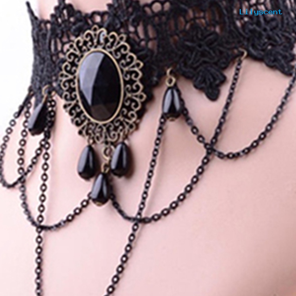 Ls Kalung Elegan Mudah Cocok Dengan Alloy Berlian Imitasi Lace Necklace Untuk Pacaran