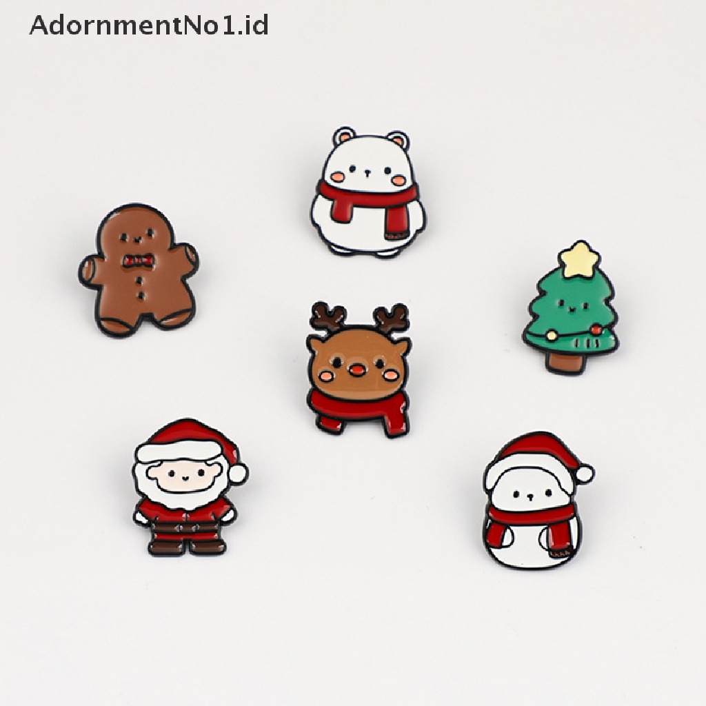 [AdornmentNo1] Kartun Santa Claus Enamel Pin Elk Pohon Pinus Snowman Beruang Boneka Alloy Bros Lencana Hadiah Natal Untuk Anak [ID]