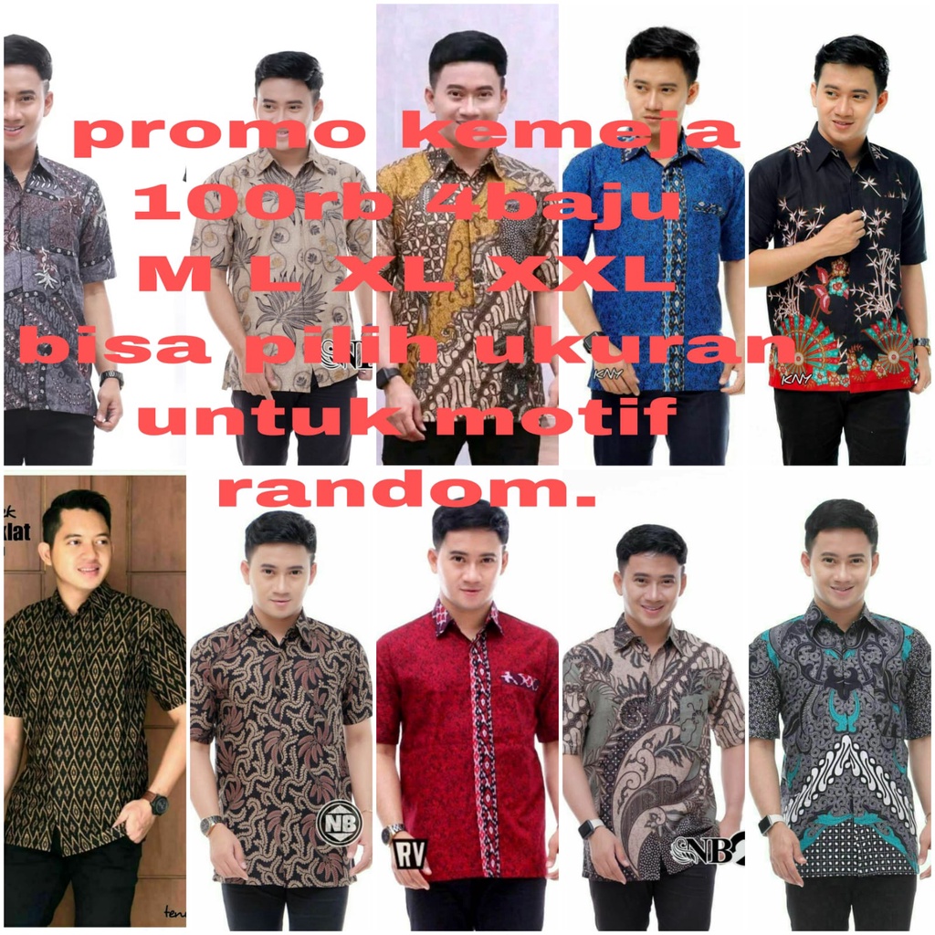 KEMEJA BATIK PROMO 100RB 5 PCS(harga paket dpt 5 pcs) 5 BAJU DEWASA M L XL XXL PROMO KEMEJA LENGAN PENDEK