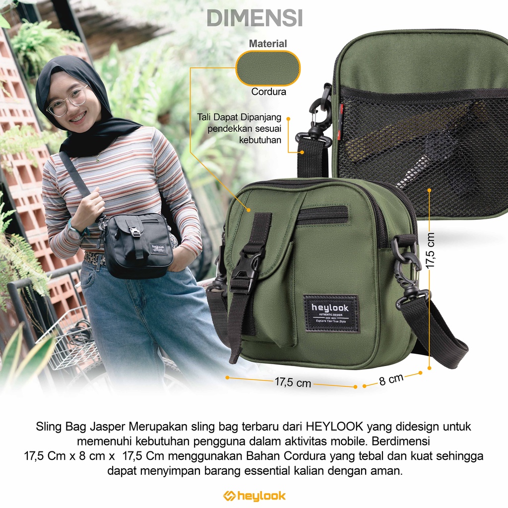 HEYLOOK Project - Tas Selempang Pria JASPER Tas Slempang Pria Tas Hp Tas Kecil Pria Sling Bag Cowok Waist Bag Cewek Heylook