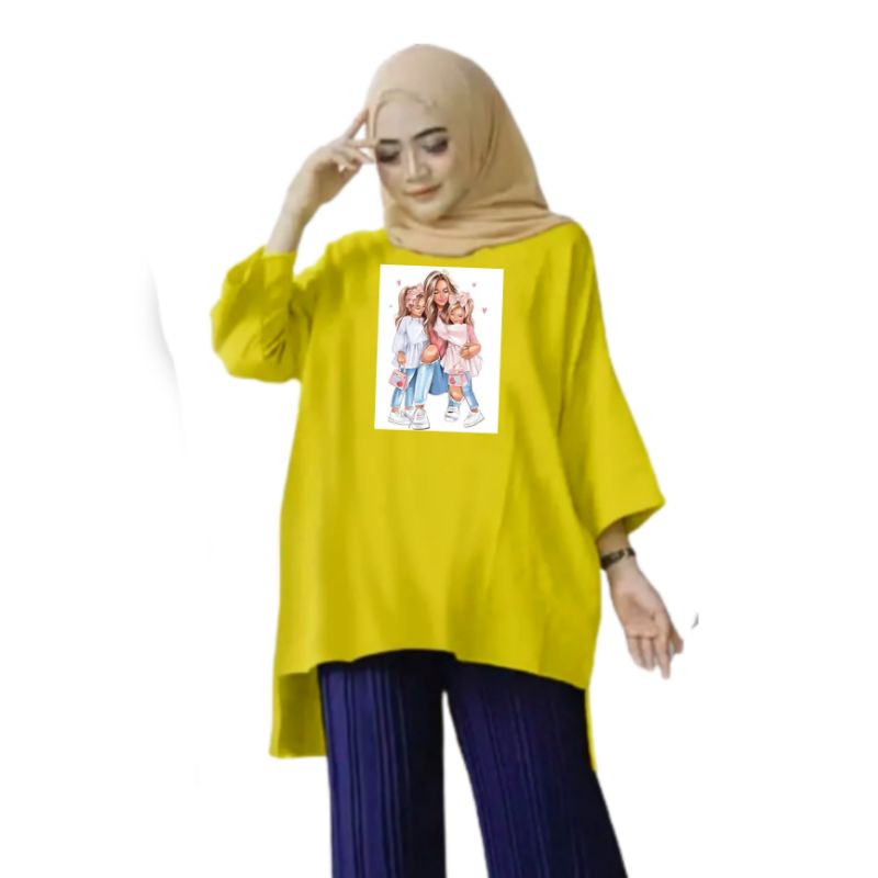 Atasan Baju Tunik Kaos Wanita Oversize LD 130 Cm Terbaru 2023 Viral Gambar DTF Bahan Kaos Babyterry . Atasan Baju Wanita Santai Tunik Wanita Dewasa Cewek Jumbo Kekinian Murah Big Size Mommy