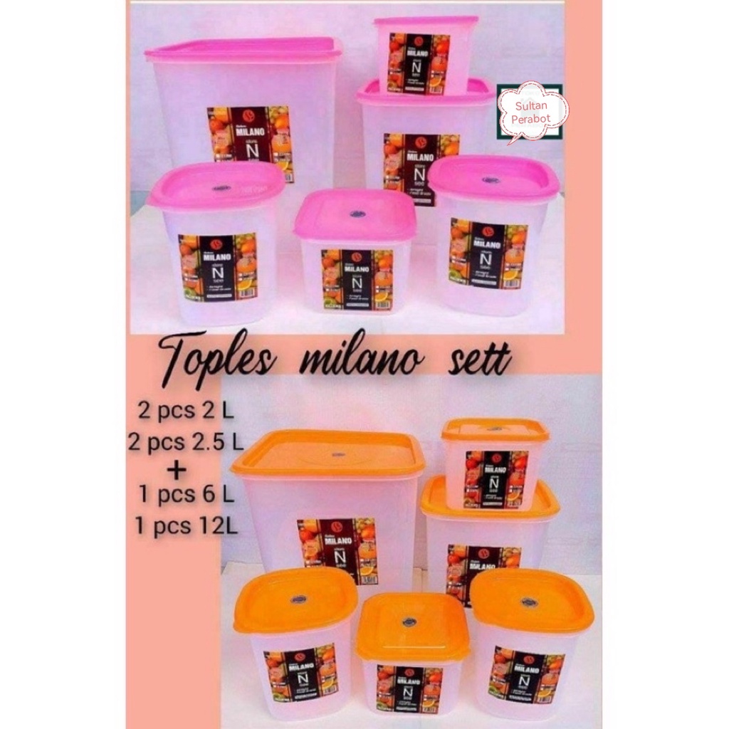 Toples Plastik Milano Storage Set Of 6 Pcs / Toples Plastik /Tempat Penyimpanan Makanan / Food Container / Food Storage / Wadah Set Lengkap Murah