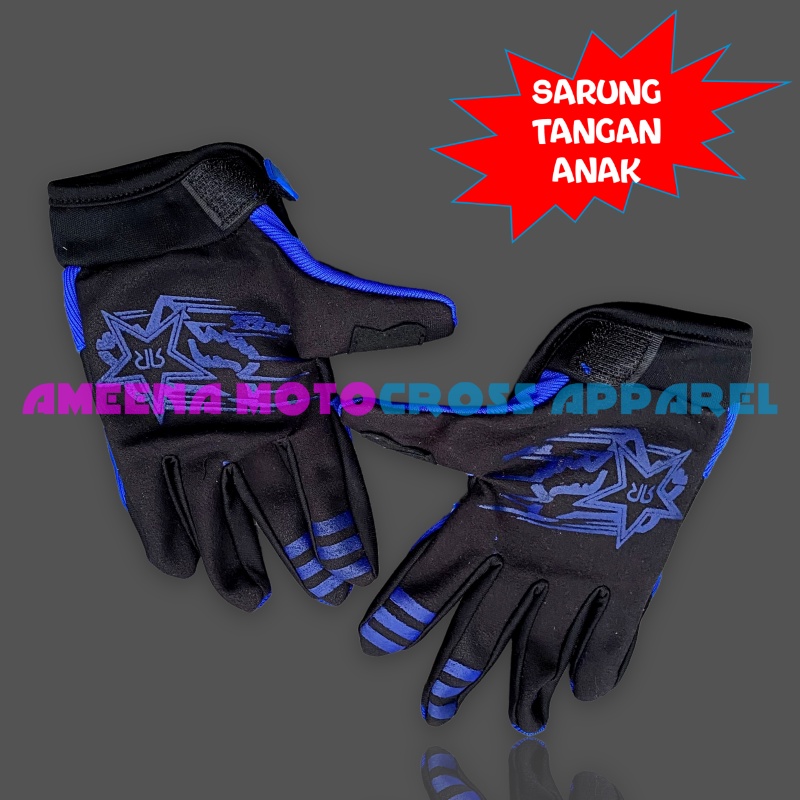 Sarung Tangan Motor Anak - Sarung Tangan Trail Anak - Sarung Tangan Motocross Anak - Sarung Tangan Anak Touring - Sarung Tangan Anak Enduro - Sarung Tangan Trabas Anak - Sarung Tangan Adventure - Blue