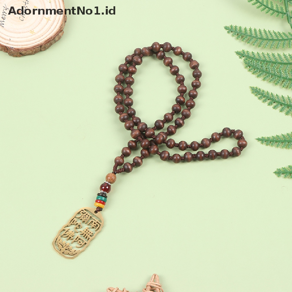 [AdornmentNo1] Wanita Pria Retro Yoga Beads Necklace Natural Sandal Buddha Kalung Buddha [ID]