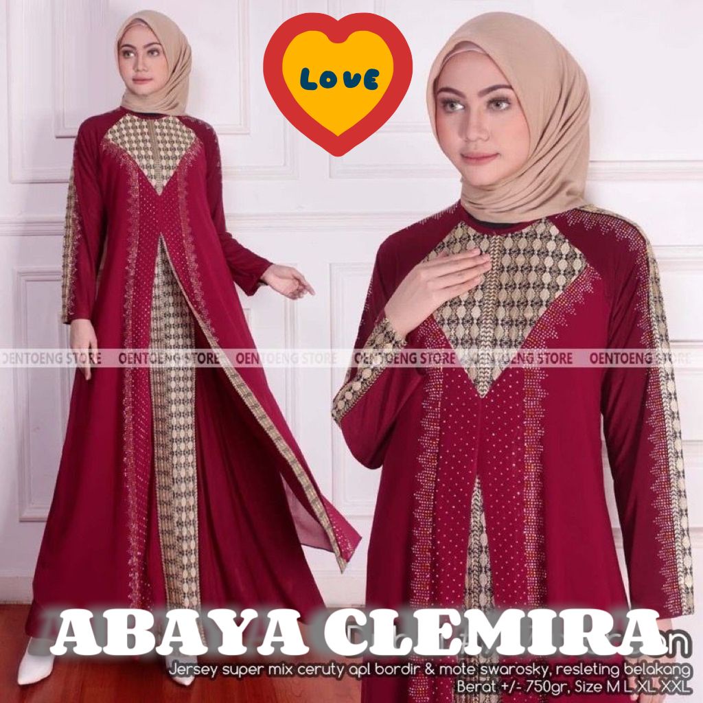 ABAYA CLEMIRA / Gamis Turkey / Longdress Muslimah / Maxy Formal / Busana Muslim / Dress Kondangan / Pakaian Mewah Arabic