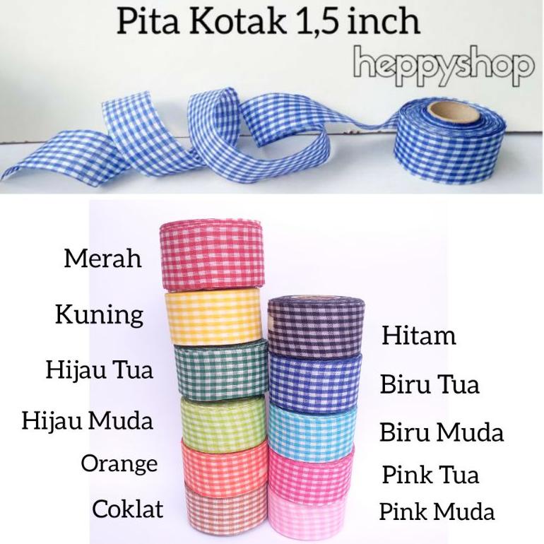 

K0AYF9165 Pita Kotak 1,5 inch, Pita Motif Kotak
