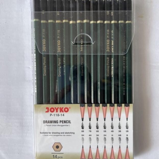 

[L6K9Y3489] ( 1 set ) Joyko Drawing Sketch Pencil / Pensil gambar sketsa set ( ketebalan komplit ) P-118-14 P 118 isi 14 pcs