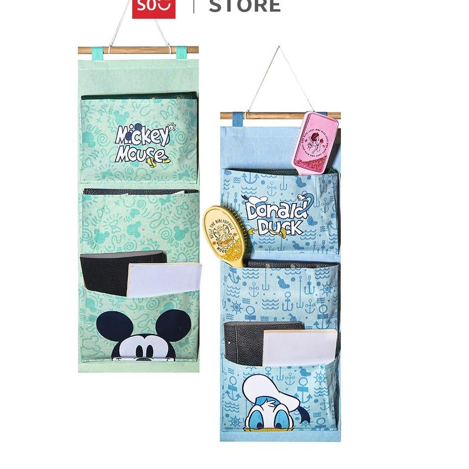 Restock MINISO Gantungan Tas Penyimpanan Gantung 3 Pouch Gantung Storage Bag Gantung 3 Pocket Disney