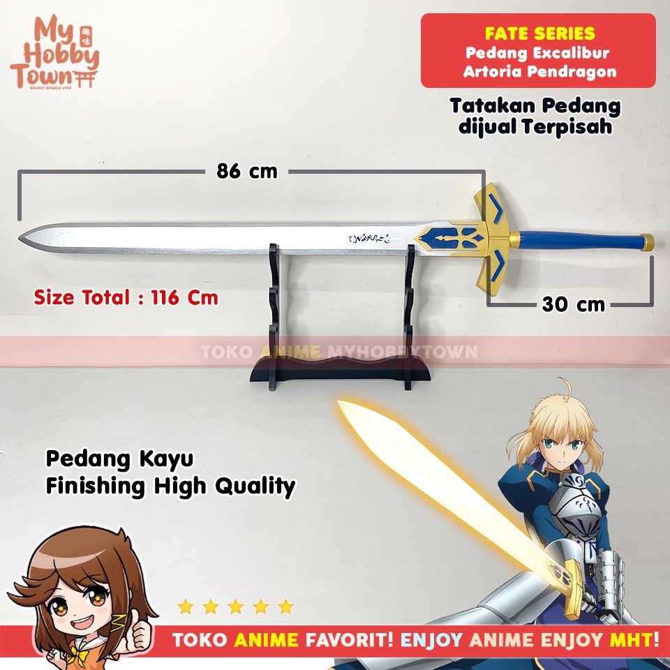 Replika Pedang Kayu Fate Series Excalibur Saber Arthur Pendragon Cosplay Property